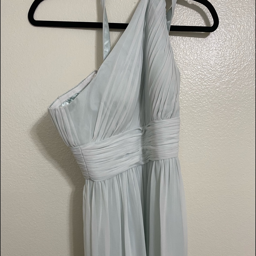 Donna Morgan Dress mint one shoulder bridesmaid